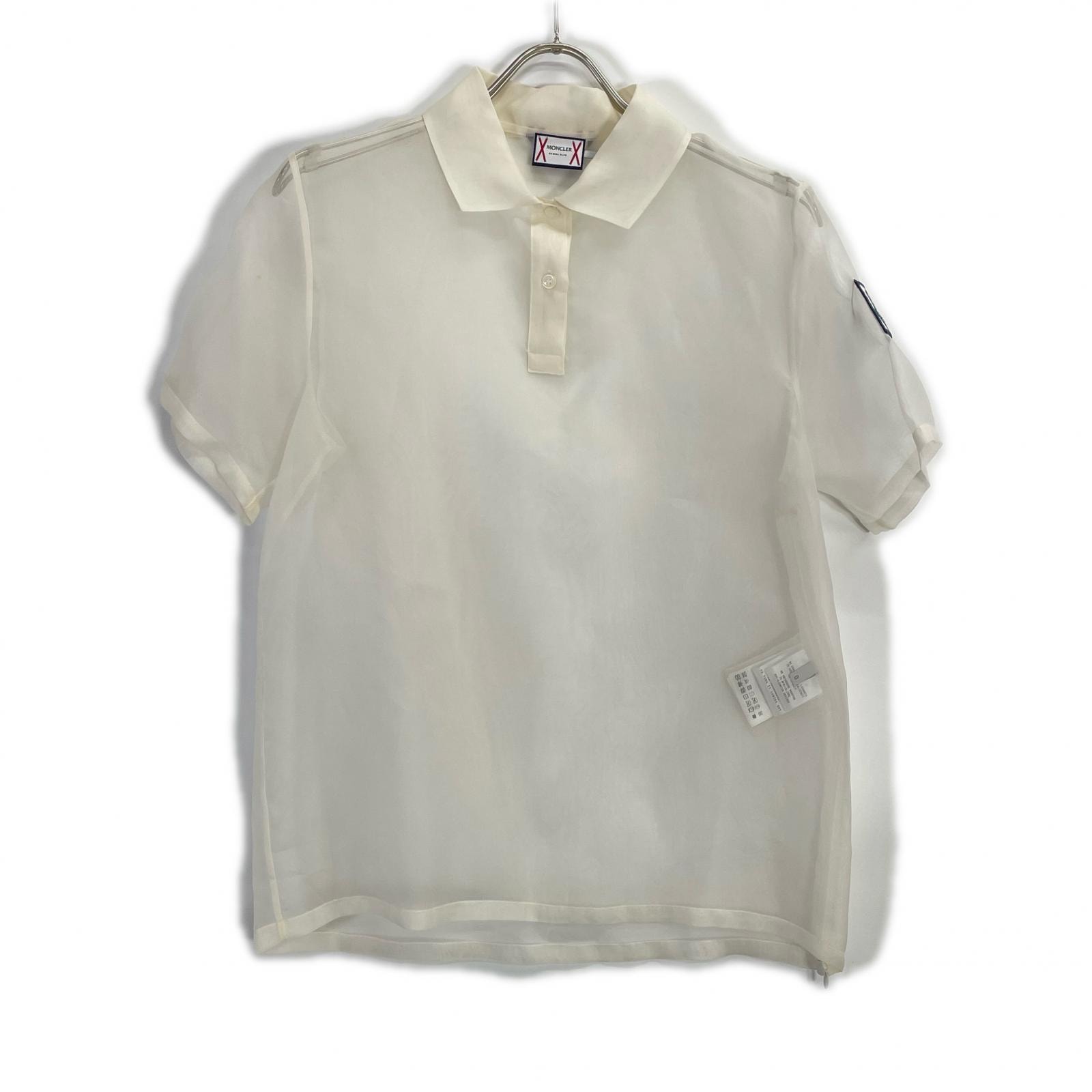 モンクレール CAMICIA ホワイト ガムブルー シアー ポロシャツ 0