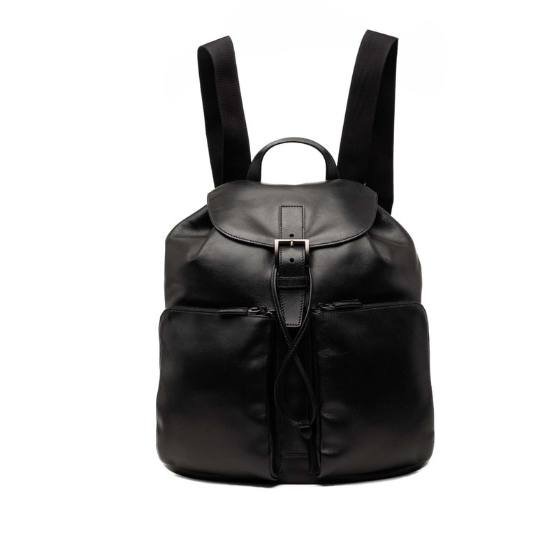 プラダ 三角ロゴプレート リュック デイパック バックパック 2VZ067 ブラック レザー レディース PRADA 【中古】