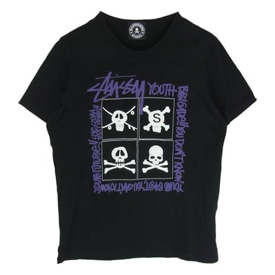 STUSSY ステューシー Tシャツ 13SS SMD2-TS06-05-B × mastermind JAPAN マスターマインドジャパン dreaming ドリーミング スカル プリント Tシャツ 半袖カットソー ブラック系 L【中古】