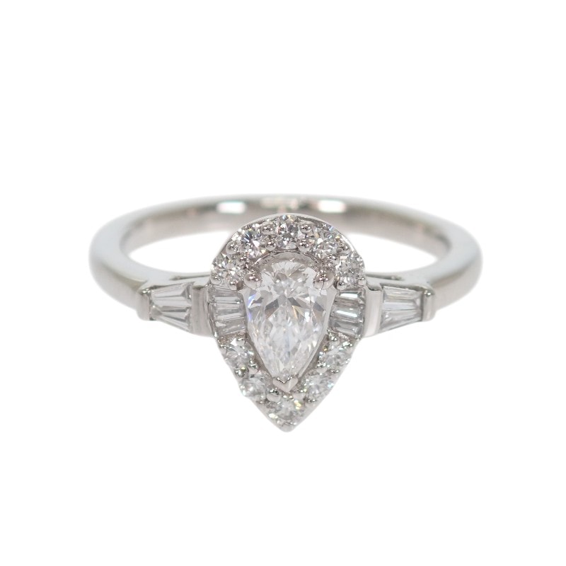 デザインジュエリー ペアシェイプ 12.5号 リング Pt950プラチナ ダイヤモンド レディース【中古】【Aランク】