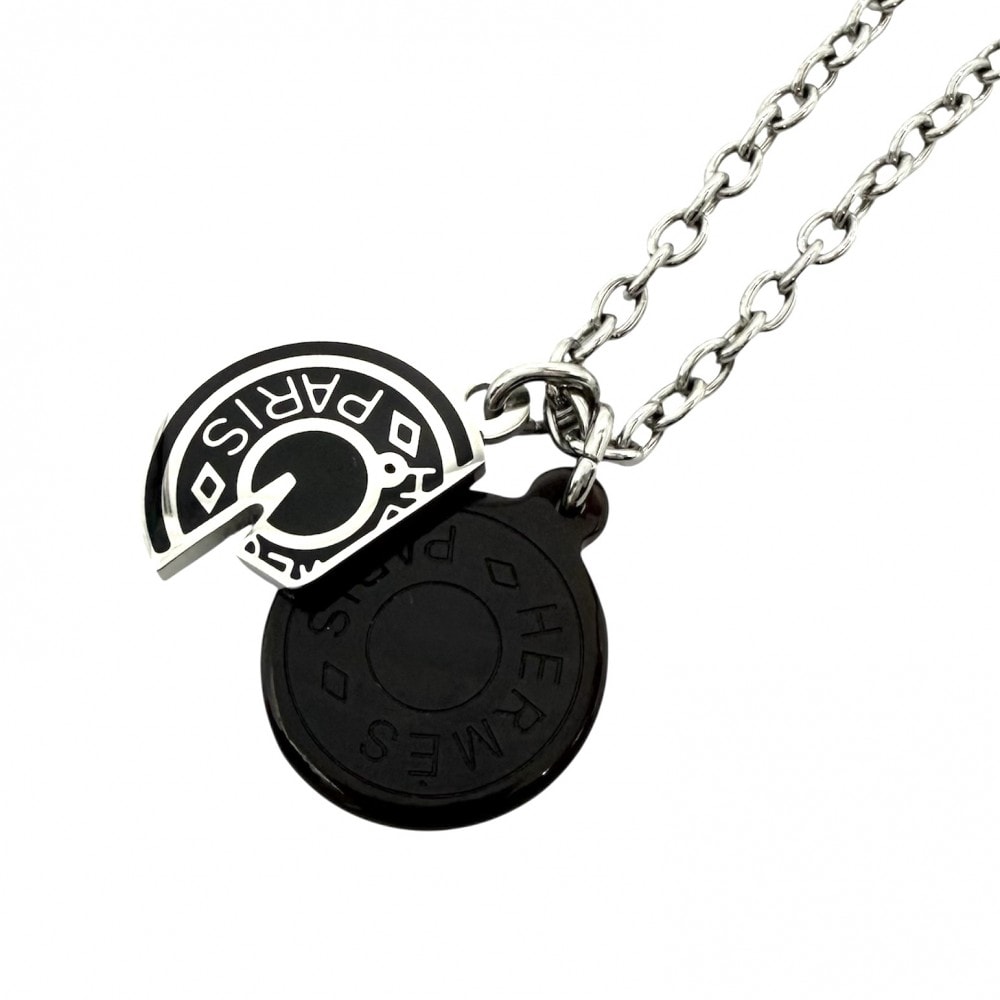 HERMES エルメス ネックレス カルーゼル ペンダント サークル アジャスター付き ジュエリー アクセサリー バッファローホーン レディース 約17.6g【中古品】