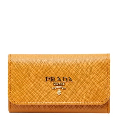 プラダ キーケース KP5052 イエロー サフィアーノレザー レディース PRADA 【中古】
