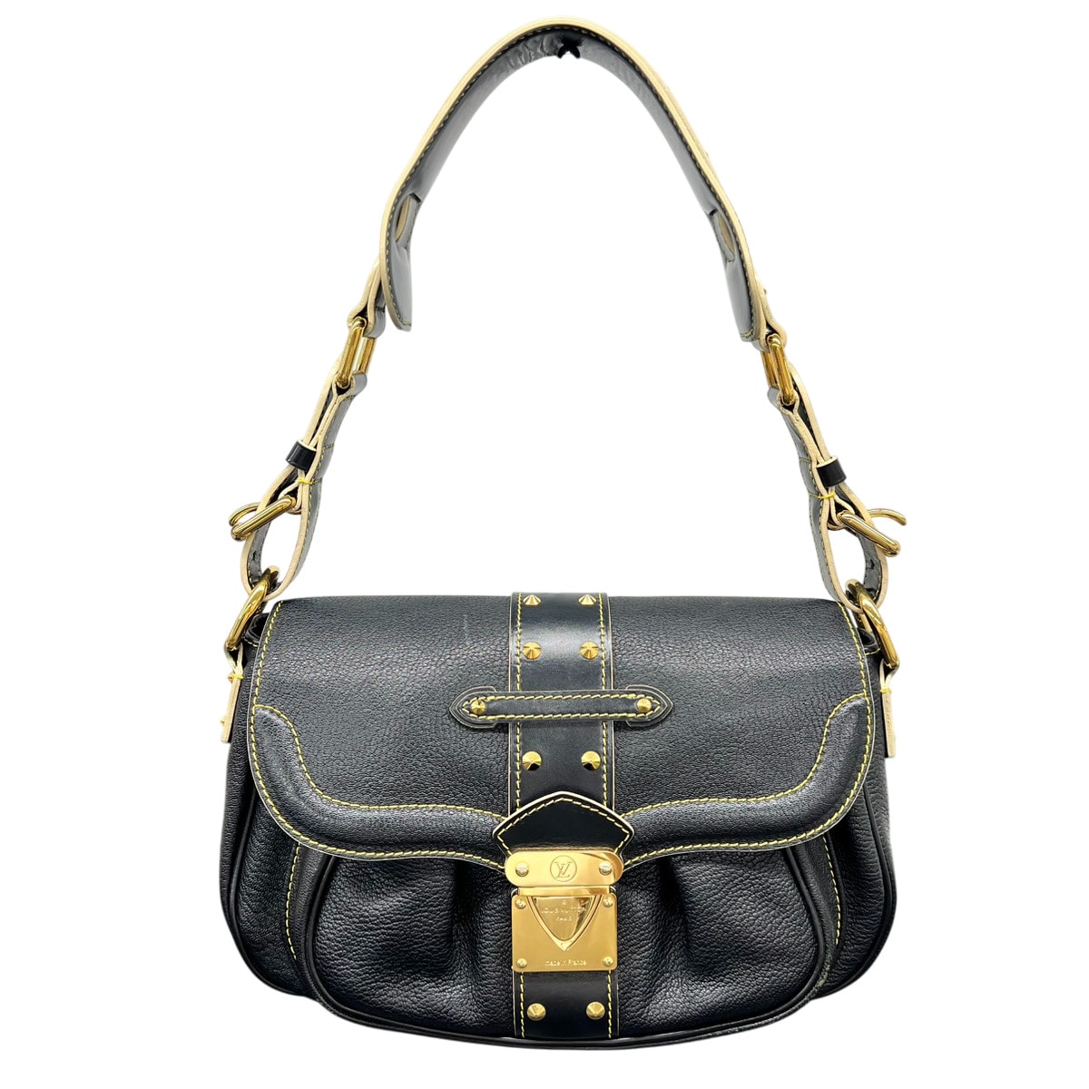 LOUIS VUITTON 希少 美品 ルイヴィトン スハリ コンフィダン ショルダーバッグ ノワール M91784 レザー DU2037 ブラック ワンショルダーバッグ セミショルダーバッグ スタッズ ヴィトン LV ABランク 中古 鑑定済 ヴィトンバッグ