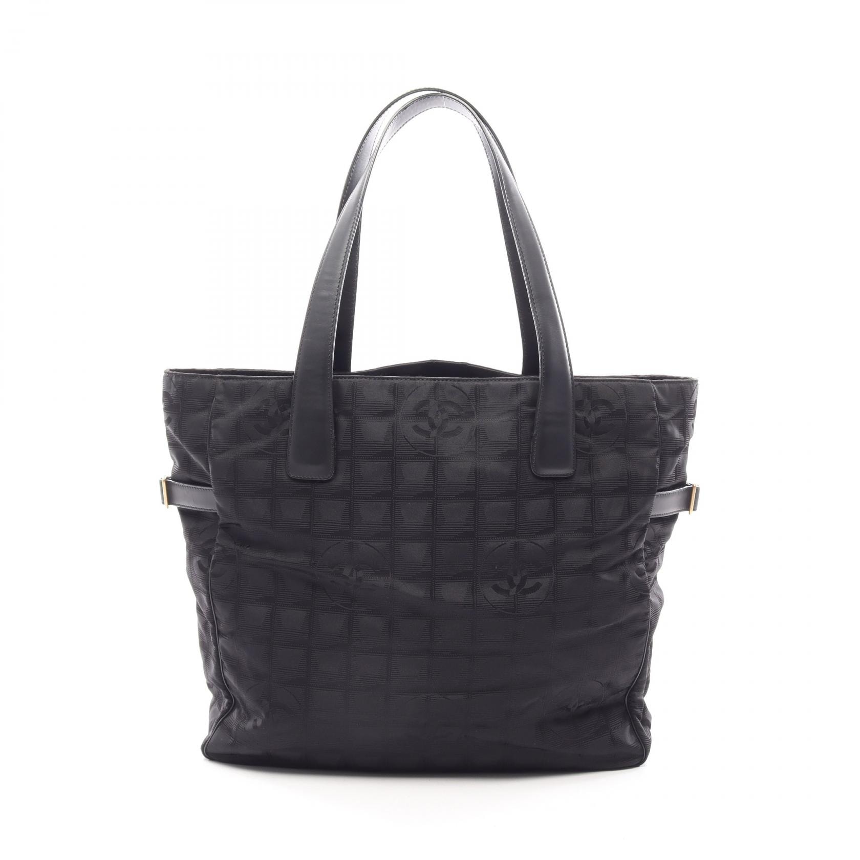 シャネル CHANEL ニュートラベルラインGM トートバッグ バッグ レザー ナイロンキャンバス レディース ブラック系 A15825 【中古】