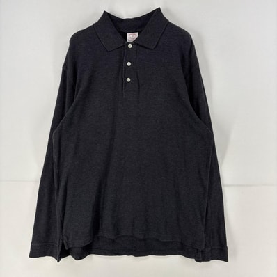 古着 ブルックスブラザーズ Brooks Brothers 長袖シャツ ワンポイント ポロシャツ ロゴ 鹿子 刺繍 M グレー 無地 メンズ