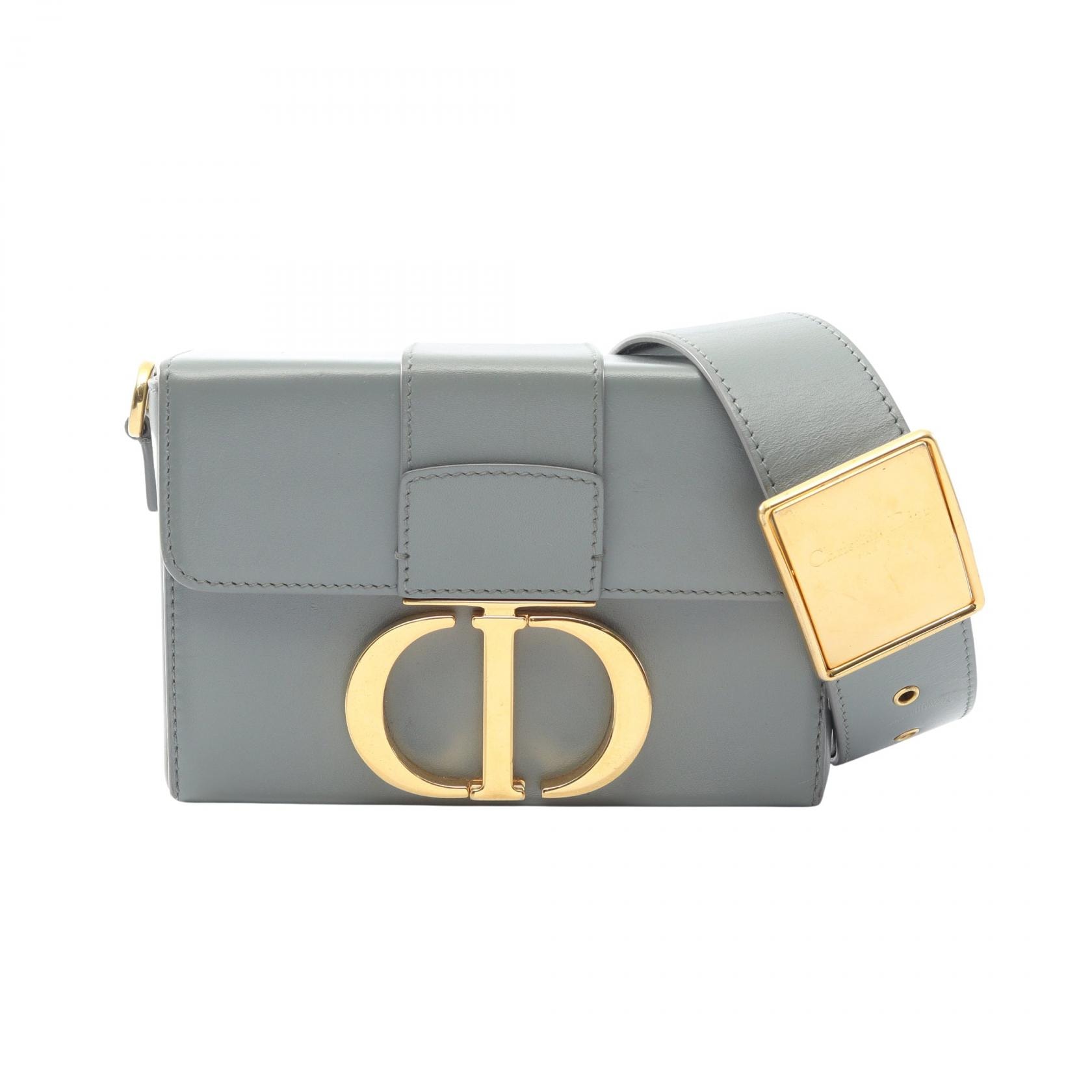 ディオール Dior 30 MONTAIGNE モンテーニュ ボックス ショルダーバッグ バッグ レザー レディース グレー系 【中古】