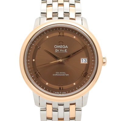 オメガ OMEGA デ・ビル プレステージ 腕時計 時計 K18PG(ピンクゴールド) ステンレススチール メンズ ブラウン系 424.20.37.20.13.001 【中古】