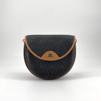 Christian Dior(クリスチャンディオール) ハニカム サコッシュ コーティングキャンバス ショルダーバッグ ブラック