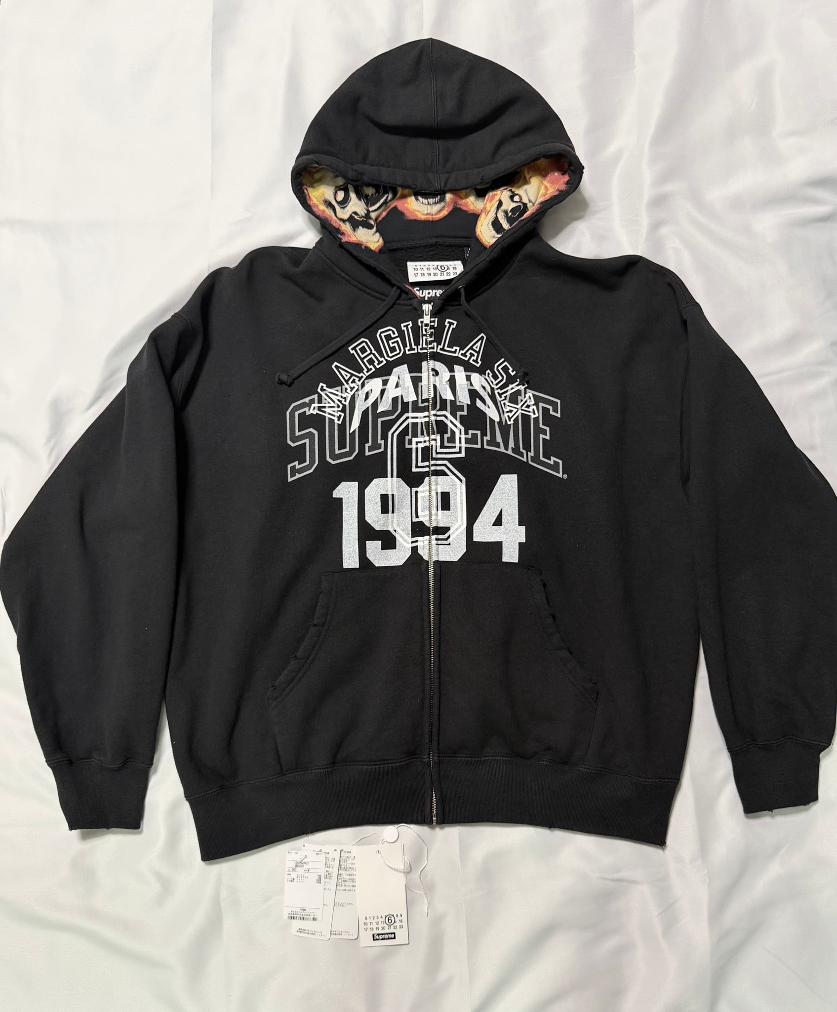 Supreme x MM6 Maison Margiela Zip Up Hooded Sweatshirt "Black"