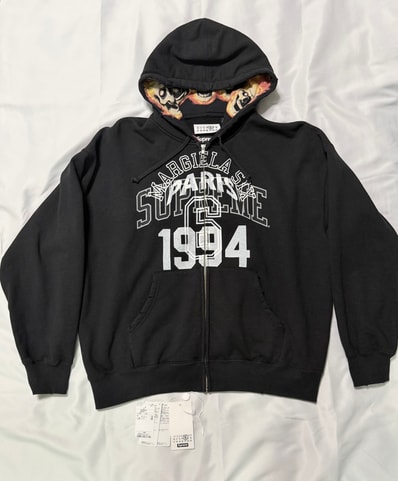 Supreme x MM6 Maison Margiela Zip Up Hooded Sweatshirt "Black"