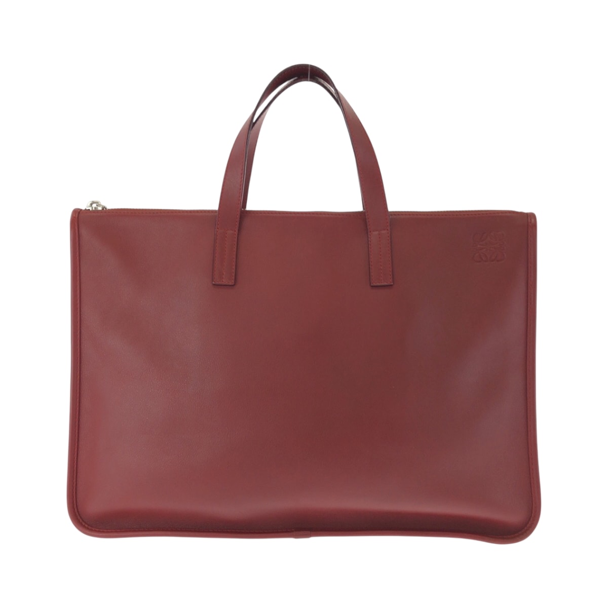 美品 LOEWE ロエベ アナグラム ニュートレド レッド シルバー金具 レザー ビジネスバッグ ブリーフケース 603915 【中古】