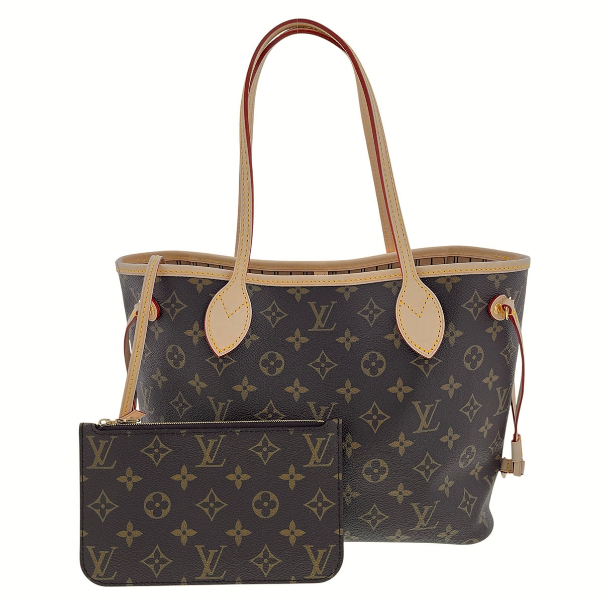 LOUIS VUITTON ルイ・ヴィトン ネヴァーフル PM トートバッグ M46979 ブラウン ベージュ ゴールド金具  レディース【中古】