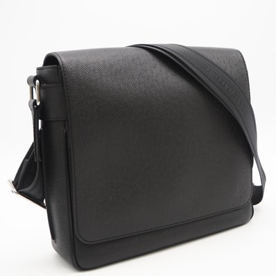 美品 LOUIS VUITTON ルイ・ヴィトン タイガ ロマンPM M32852 ショルダーバッグ ブラック カーフレザー メンズ