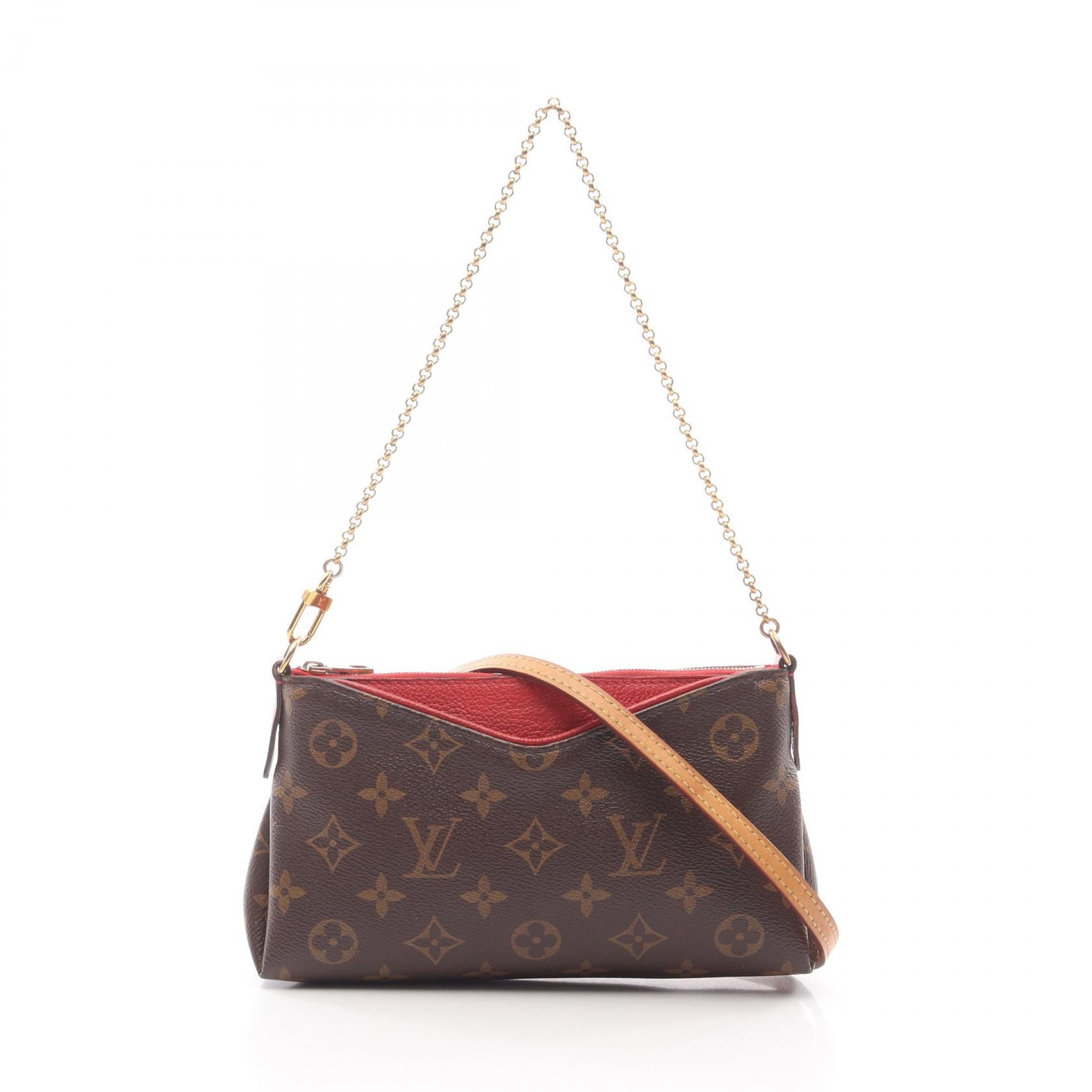ルイ・ヴィトン LOUIS VUITTON パラス クラッチ モノグラム スリーズ ハンドバッグ バッグ PVCコーティングキャンバス レザー レッド レディース ブラウン系 / レッド系 M41638 【中古】