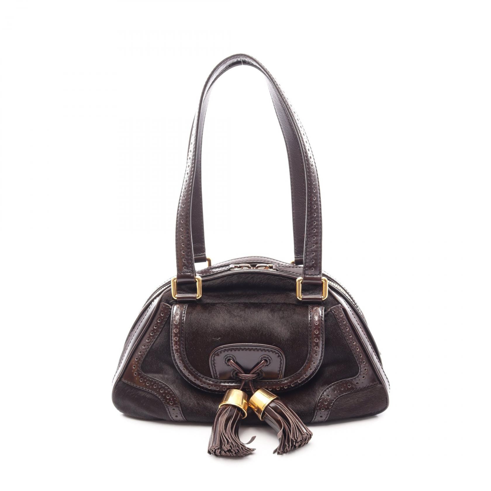 セリーヌ CELINE ショルダーバッグ バッグ レザー レザー レディース ブラウン系 【中古】