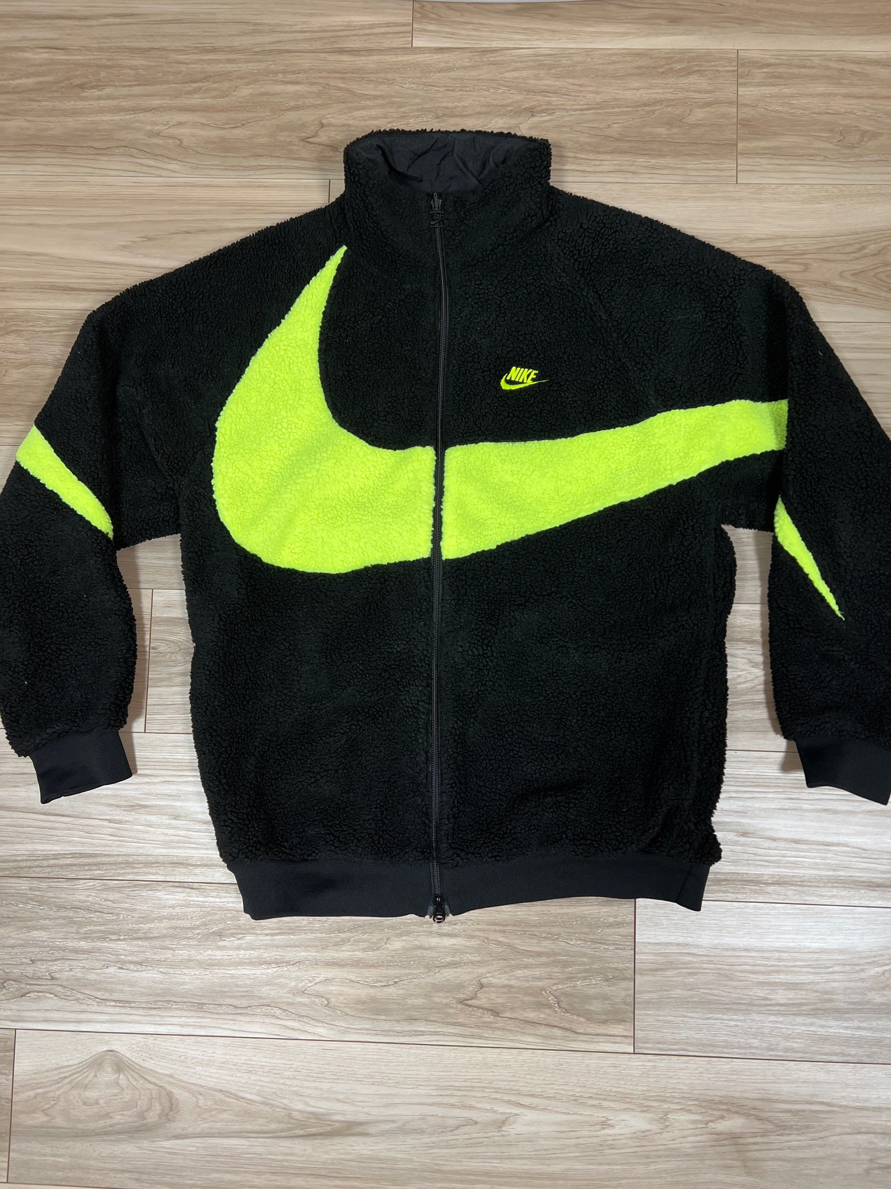 Nike Big Swoosh Reversible Boa Jacket"Black Neon"