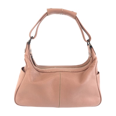 TOD’S トッズ ピンク ダスティーピンク シルバー金具 レザー ハンドバッグ ショルダーバッグ 603488 【中古】
