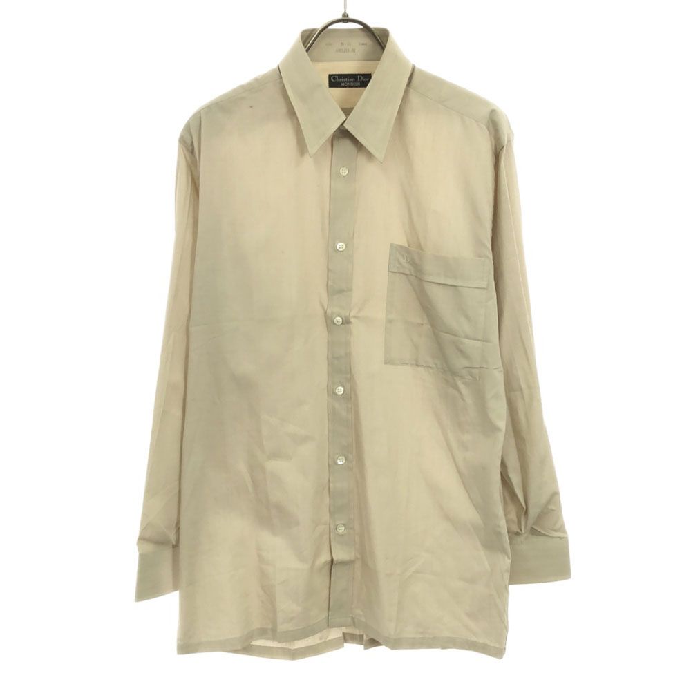 Christian Dior クリスチャンディオール 90s オールド 長袖 コットンシャツ 38-78 ベージュ