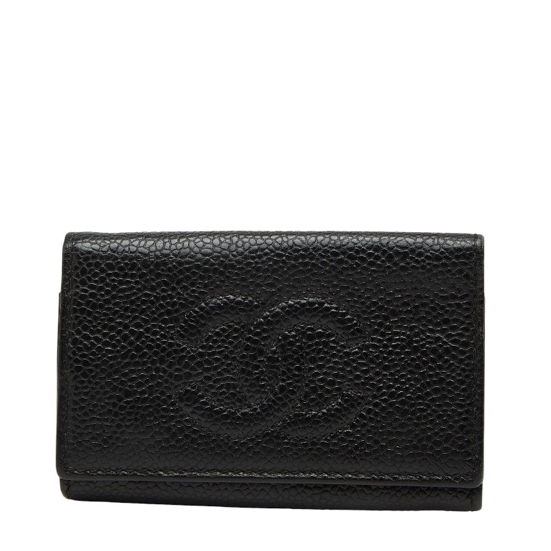 샤넬 코코 마크 키 케이스 6 로우 블랙 캐비어 스킨 여성용 CHANEL [중고]