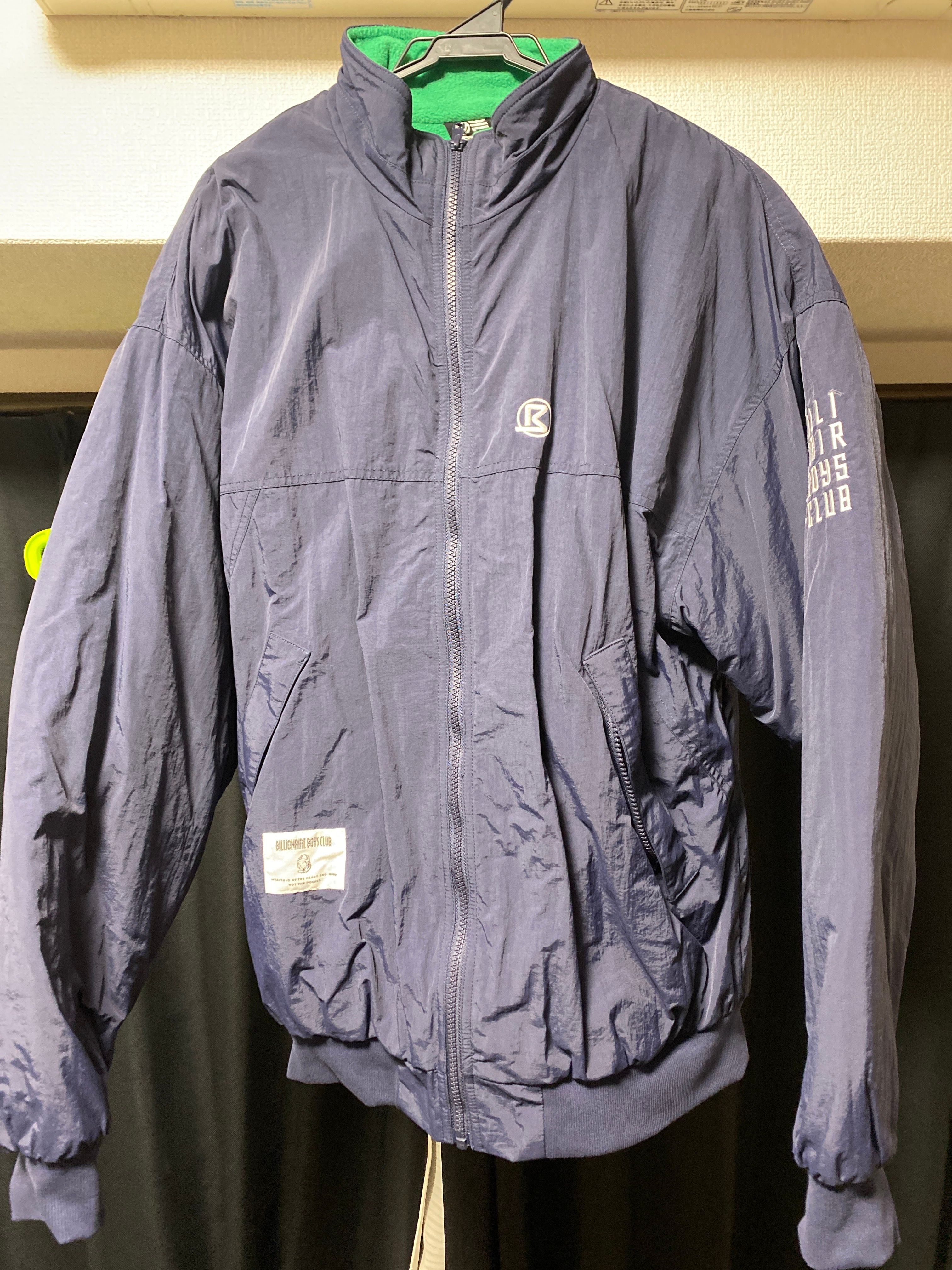 BILLIONAIRE BOYS CLUB EMBROIDERED LOGO FLEECE LINED NYLON JACKET "NAVY"