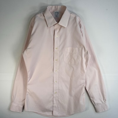 古着 ブルックスブラザーズ Brooks Brothers 長袖シャツ EXTRA SLIM FIT 胸ポケ L ピンク系 無地 メンズ