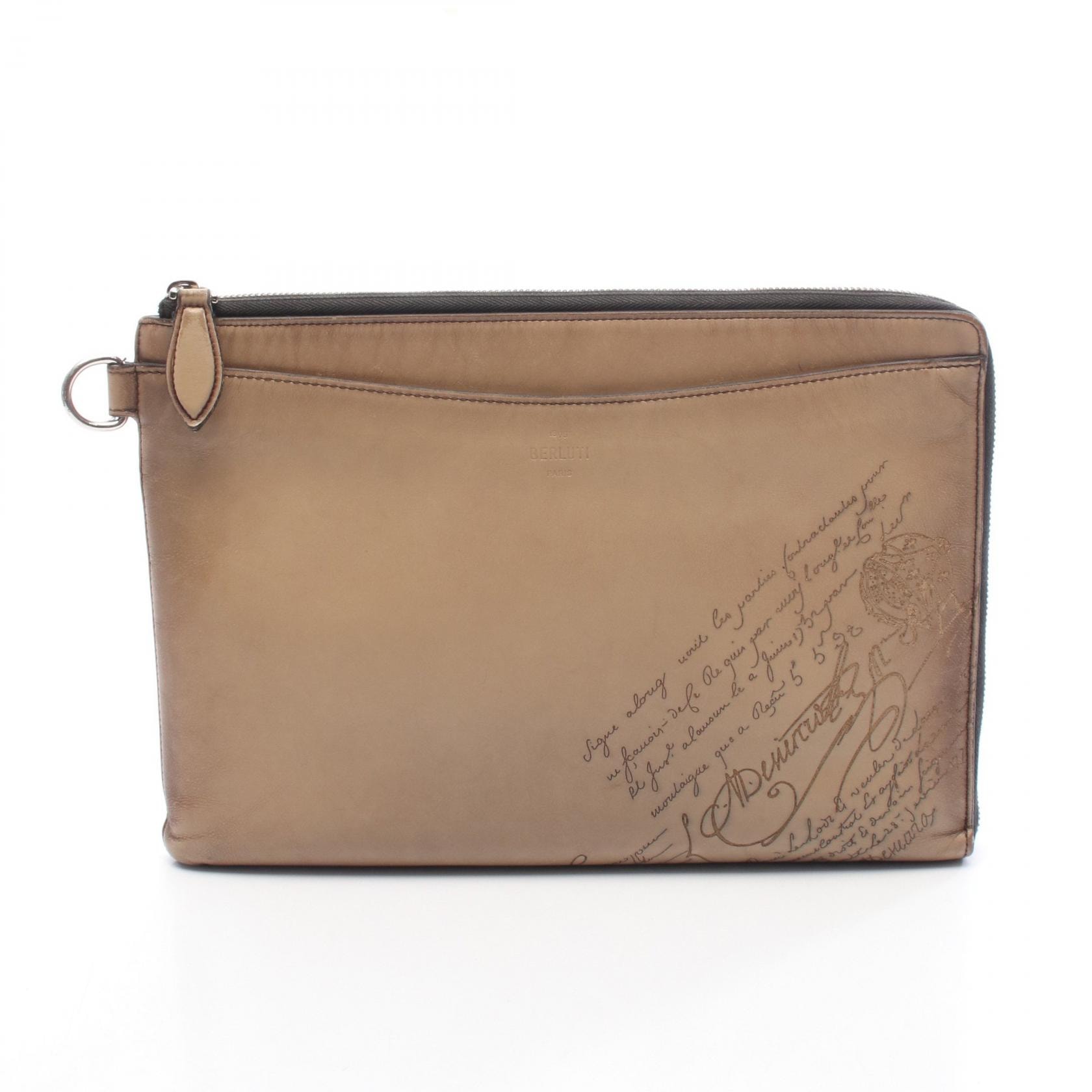 ベルルッティ Berluti ニノGM カリグラフィ セカンドバッグ クラッチバッグ バッグ レザー メンズ ブラウン系 【中古】