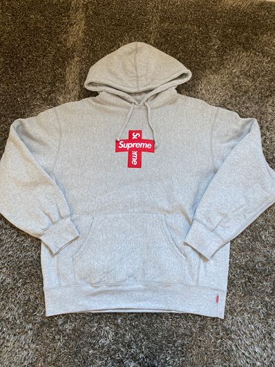 Supreme Cross Box Logo Hooded Sweatshirt "Grey"