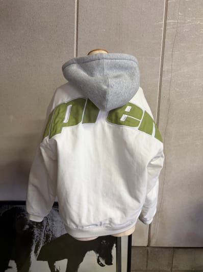 Supreme Hooded Twill Varsity Jacket "White"