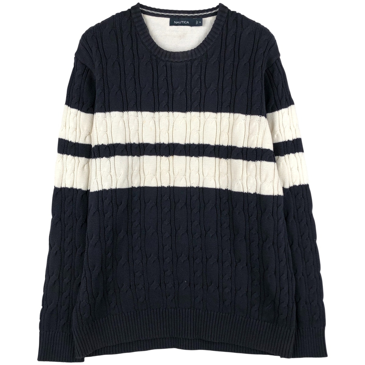 古着 00年代~ ノーティカ NAUTICA ケーブル編み リブ編み コットンニットセーター メンズXL相当/eaa607530