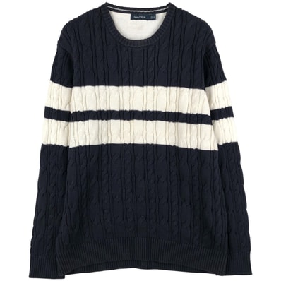 古着 00年代~ ノーティカ NAUTICA ケーブル編み リブ編み コットンニットセーター メンズXL相当/eaa607530