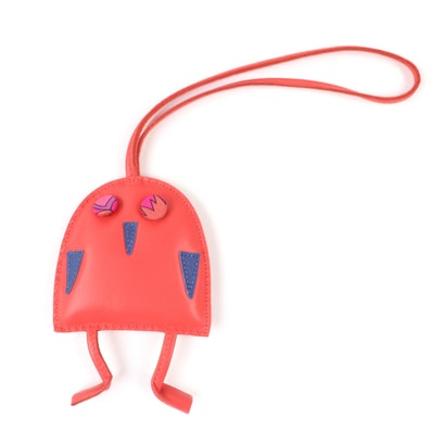 極美品 エルメス バッグチャーム フクロウ レッド系 レディース