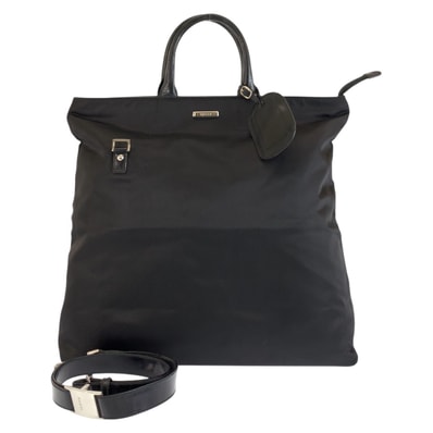 美品 GUCCI グッチ ブラック 黒 シルバー金具 ナイロン トートバッグ ショルダーバッグ 2way 603232 【中古】