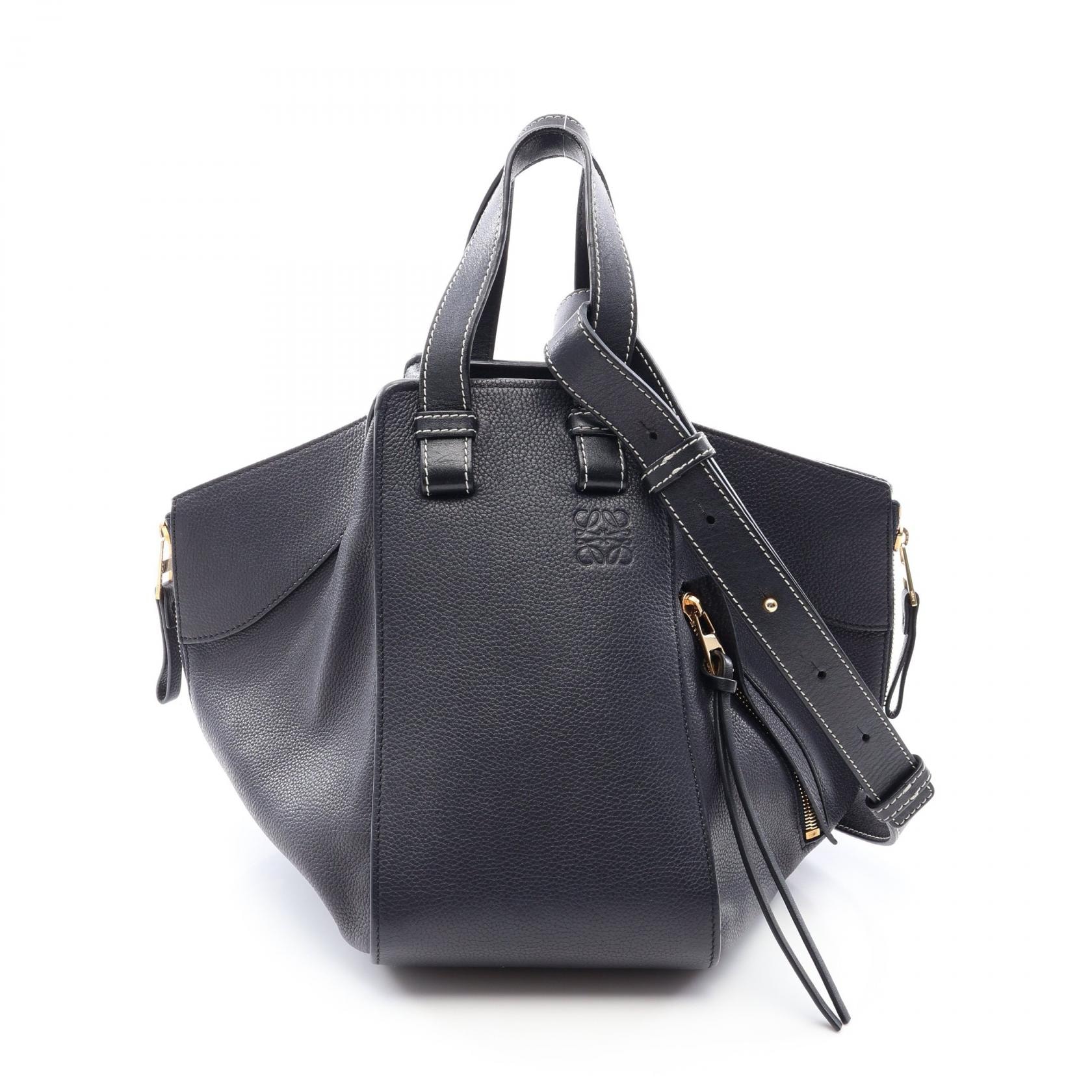 ロエベ LOEWE HAMMOCK SMALL ハンモック スモール 2WAY ハンドバッグ バッグ レザー レディース ネイビー系 / ブラック系 【中古】