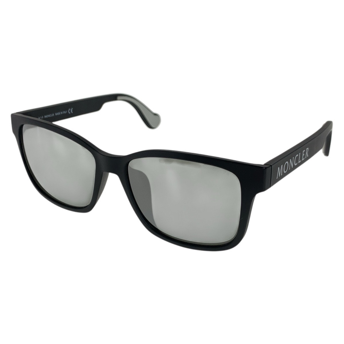美品 MONCLER モンクレール ミラーレンズ ブラック 黒 シルバー金具 プラスチック サングラス 男女兼用 ウェリントン 506790 【中古】