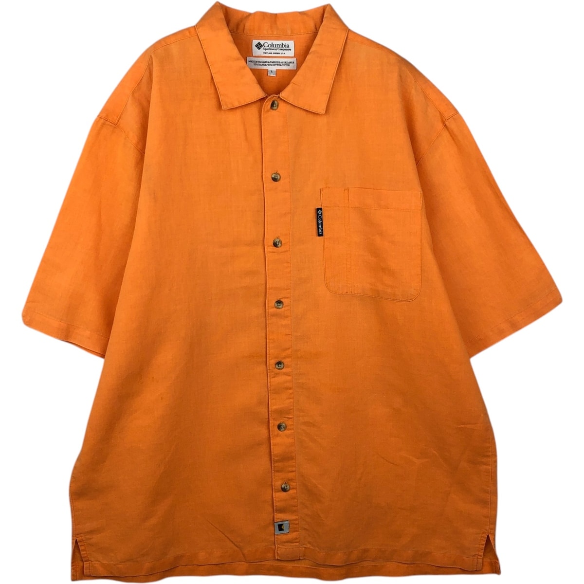 古着 90~00年代 コロンビア Columbia 半袖 ラミー×コットンシャツ ボックスシャツ メンズL相当 ヴィンテージ/eaa641489