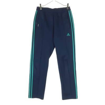 adidas アディダス ワンポイントロゴ バイカラー ロングジャージパンツ M ネイビー