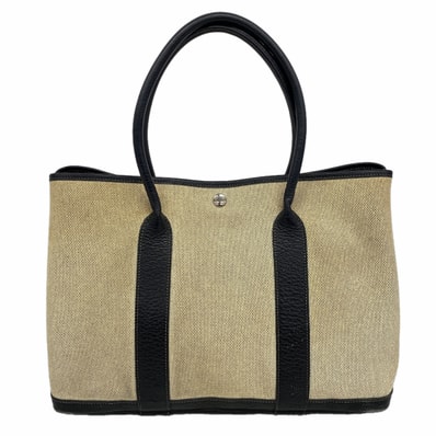 【6ie6632】エルメス トートバッグ ガーデンパーティPMボルディック トワルアッシュ ブラック シルバー金具【中古】レディース