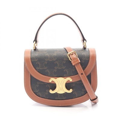 セリーヌ CELINE ミニ ブザス クレア トリオンフ 2WAY ハンドバッグ バッグ PVCコーティングキャンバス レザー レディース ブラック系 / ブラウン系 10K502EWU.04LU 【中古】