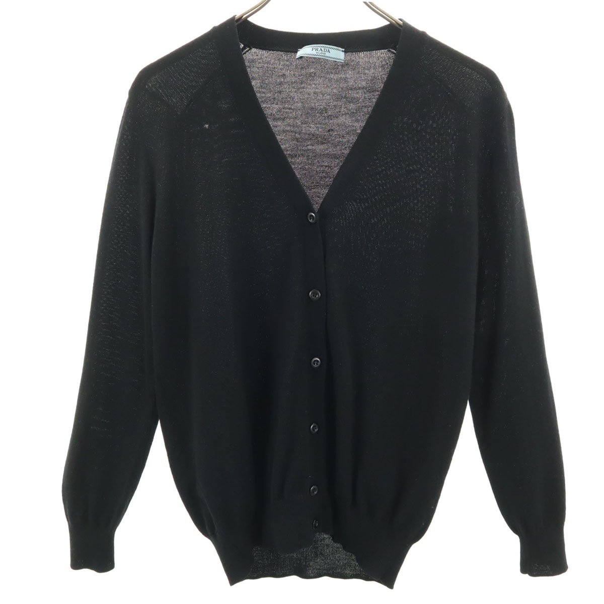 PRADA プラダ 2013年 長袖 Vネック ニットカーディガン 38 ブラック ハイゲージ