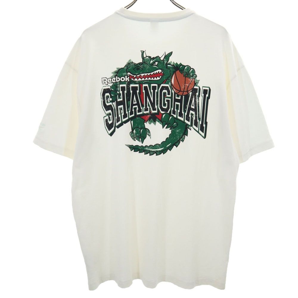 Reebok リーボック バックプリント 半袖 Tシャツ 2XO ホワイト系 ビッグサイズ