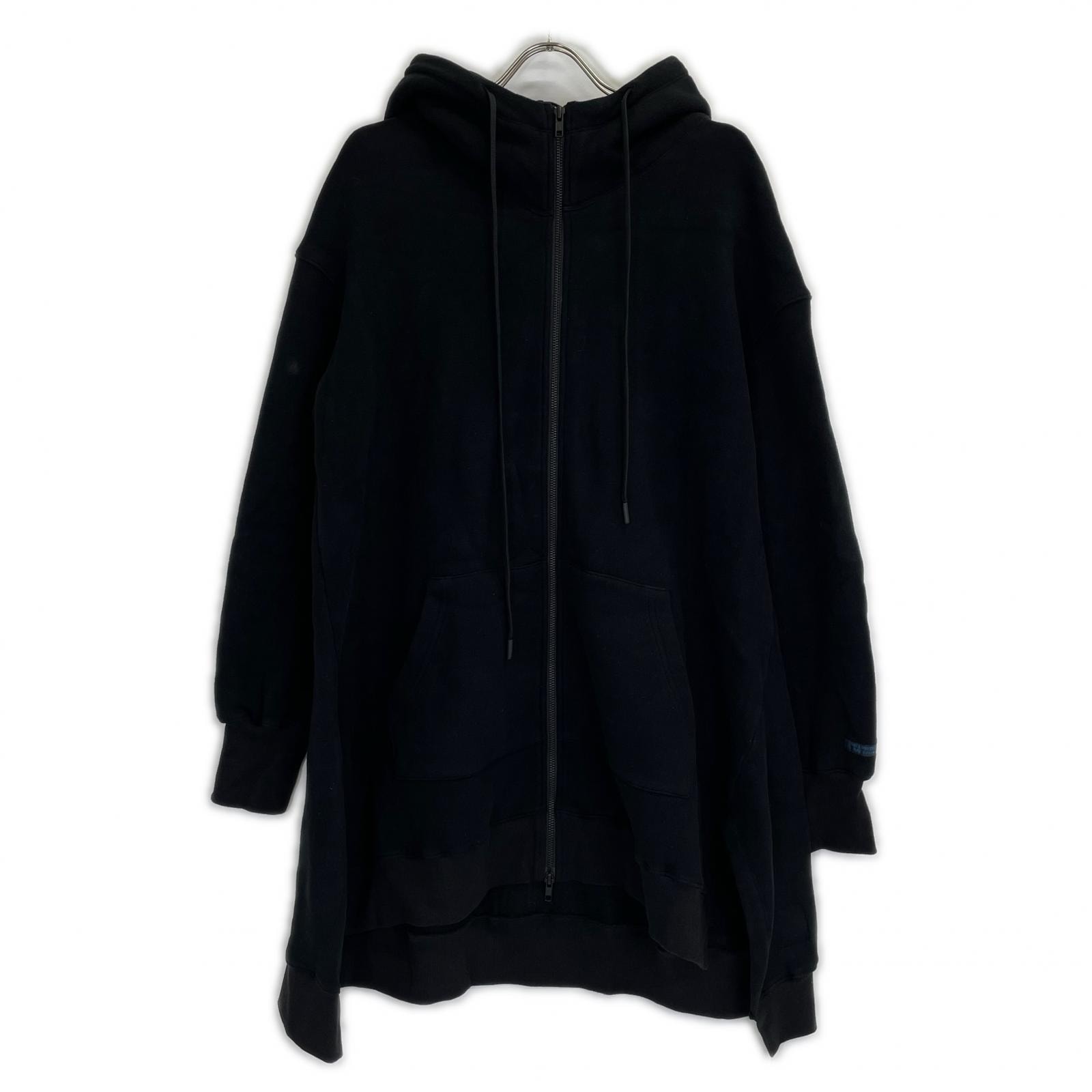 レギュレーション ヨウジヤマモト 25SS ブラック BRUSHED FRENCH TERRY UNBALANCED HOODIE 2