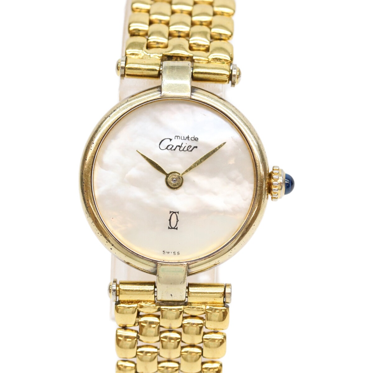 カルティエ 925/GP シェル文字盤 マストヴァンドーム QZ GPベルト 時計 