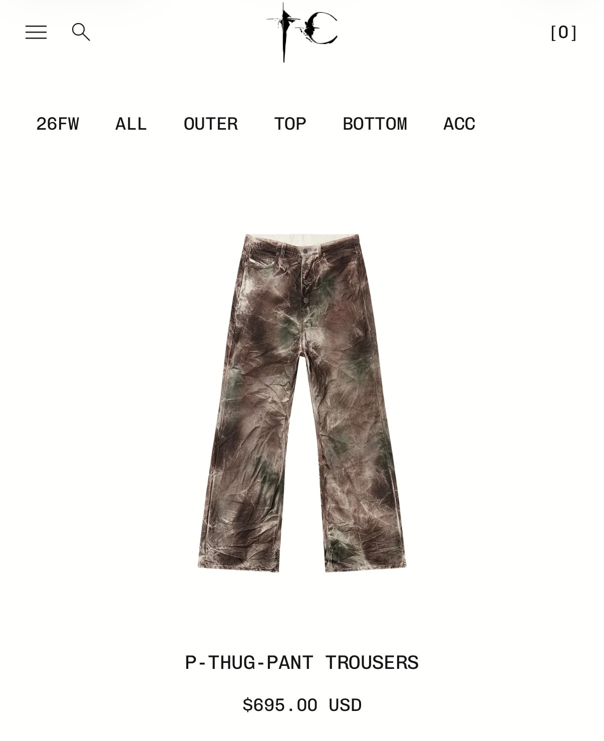 Diesel x Thug Club P-Thug-Pant Pants In Crinkled Camo Canvas "Brown/Green"