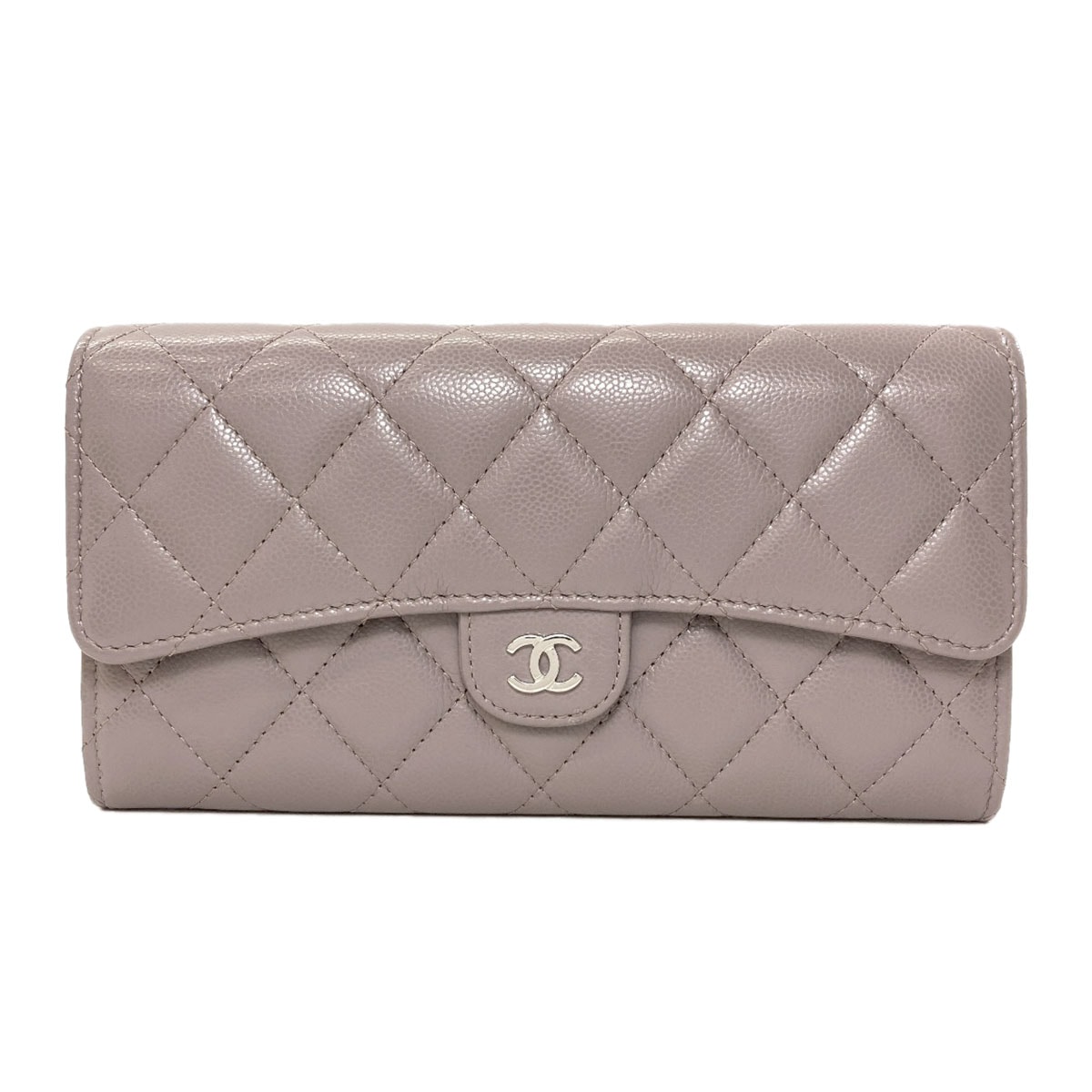 CHANEL シャネル マトラッセ クラシック ロング シルバー金具 長財布(小銭入れあり) グレインド カーフスキン レディース [中古]