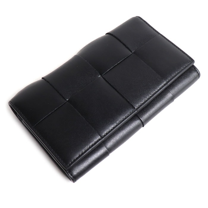 BOTTEGAVENETA ボッテガヴェネタ イントレチャート カセット ロングウォレット 長財布 ブラック 749463VBWD28803 ユニセックス【中古】【美品】