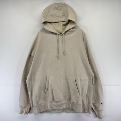 古着 チャンピオン Champion パーカー リバースウィーブ 大きいサイズ スウェット 目無し プルオーバー 2XL ベージュ系 メンズ