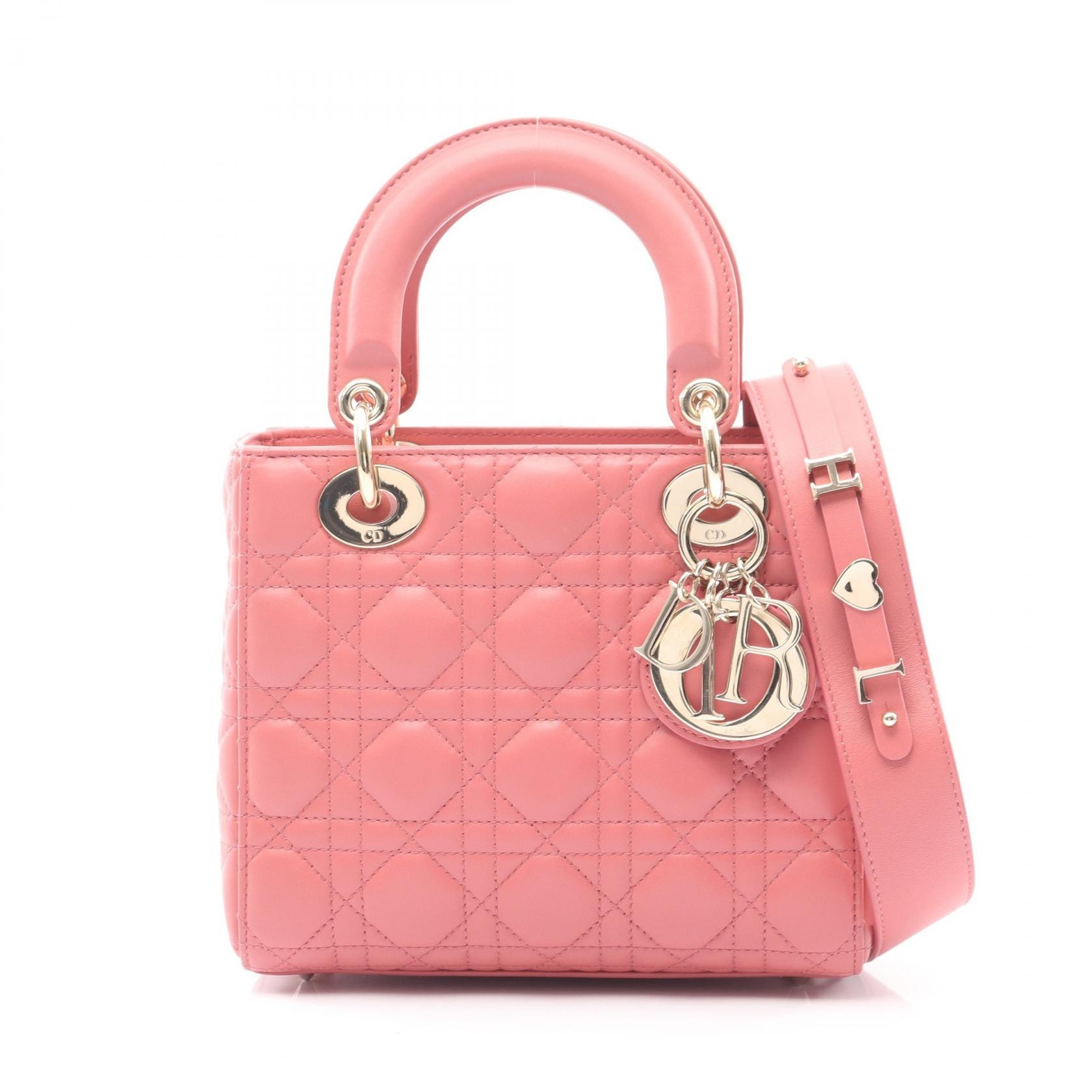 ディオール Dior LADY DIOR MY ABCDIOR レディディオール スモール ハンドバッグ バッグ レザー レディース ピンク系 18-MA-1129 【中古】