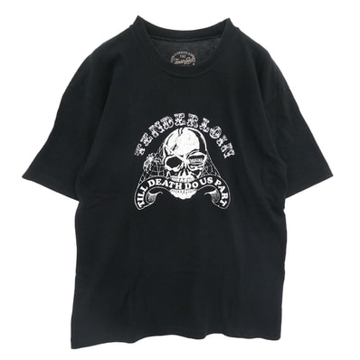 TENDERLOIN テンダーロイン Tシャツ T-TEE 5 TILL DEATH DO US PART スカルプリント クルーネック 半袖 Tシャツ ブラック系【中古】