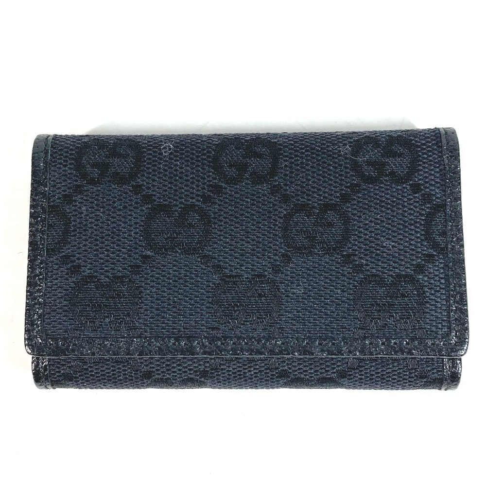 グッチ GUCCI GG ロゴ 04564 6連 6P 鍵 キーケース GGキャンバス/レザー ブラック 美品