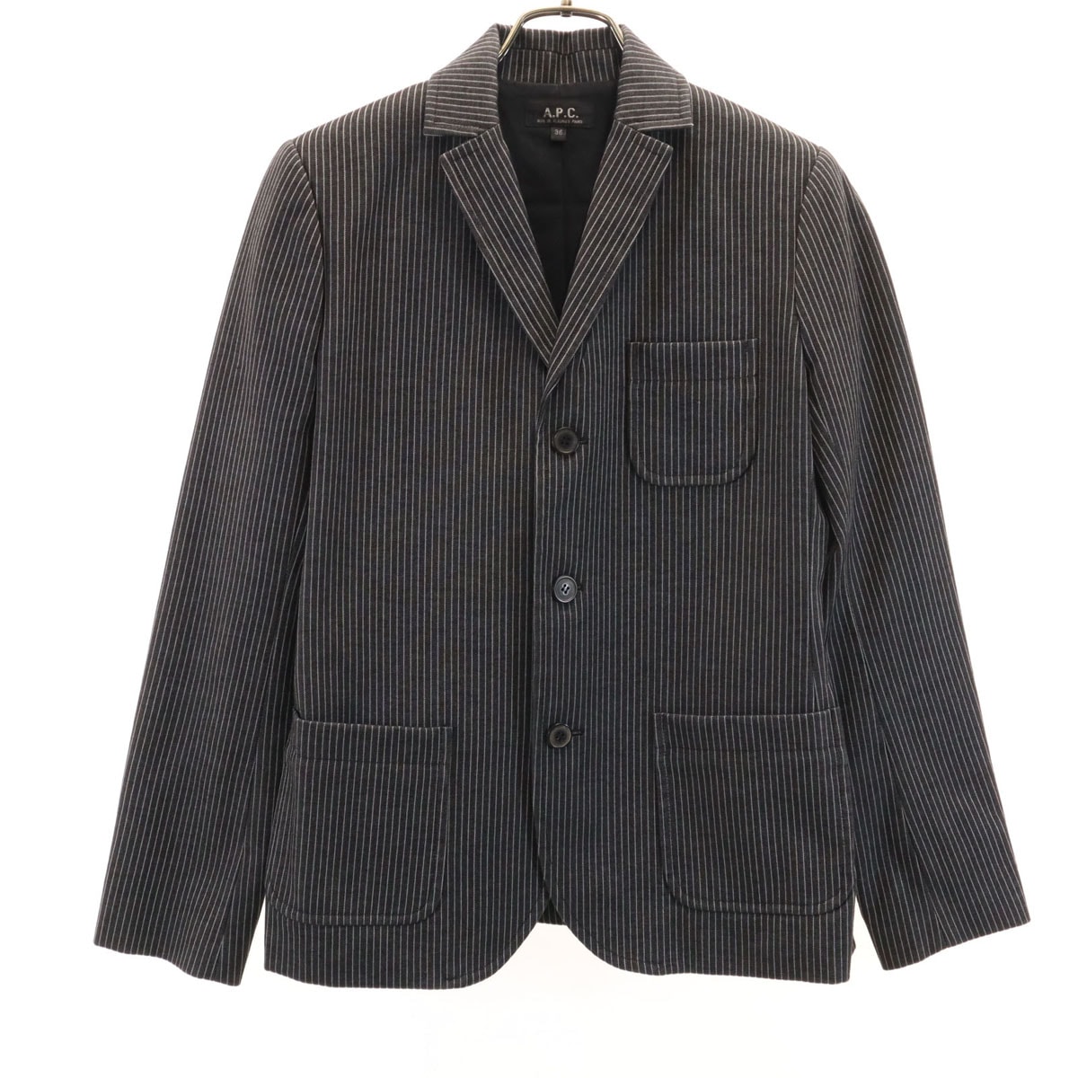 A.P.C. アーペーセー フランス製 ストライプ柄 テーラードジャケット 36 ブラック系